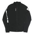 REEBOK Mens Black Polyester Blend Track Jacket L Zip Printed Sleeve Activewear