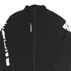 REEBOK Mens Black Polyester Blend Track Jacket L Zip Printed Sleeve Activewear