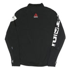 REEBOK Mens Black Polyester Blend Track Jacket L Zip Printed Sleeve Activewear