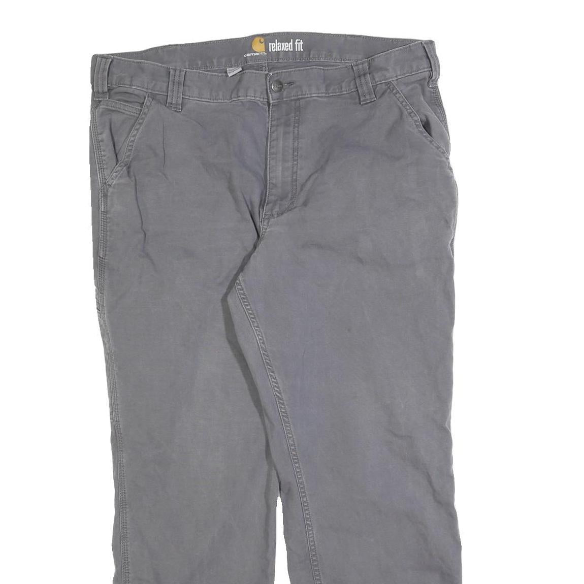 CARHARTT Mens Jeans Grey Relaxed Straight Cotton Blend W38 L30 Workwear Casual