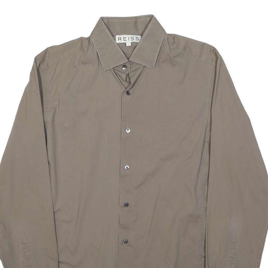 REISS Mens Beige Casual Shirt S Cotton Blend Long Sleeve Button Collar