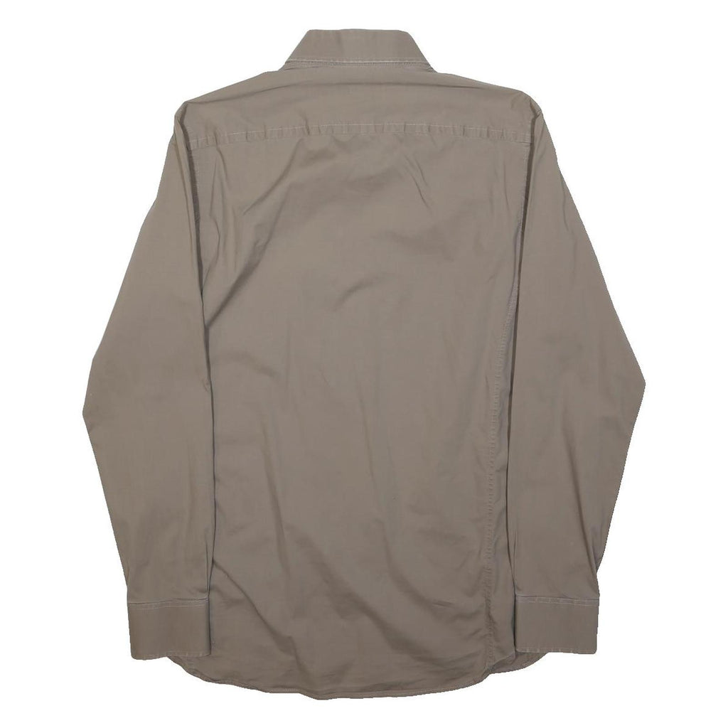 REISS Mens Beige Casual Shirt S Cotton Blend Long Sleeve Button Collar