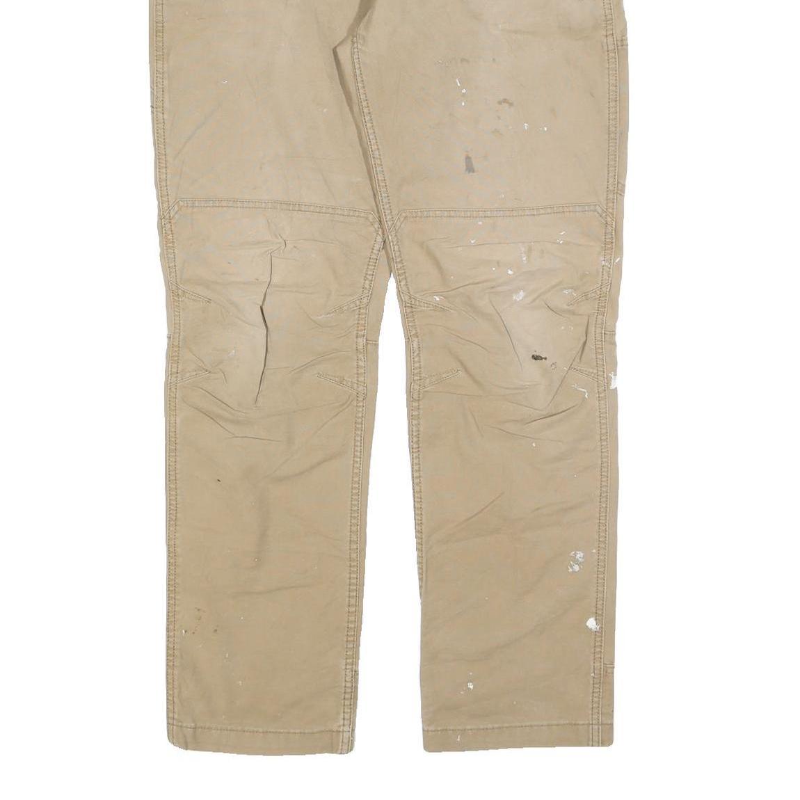 CARHARTT Mens Cotton Blend Beige Relaxed Fit Straight Trousers W34 L34 Workwear