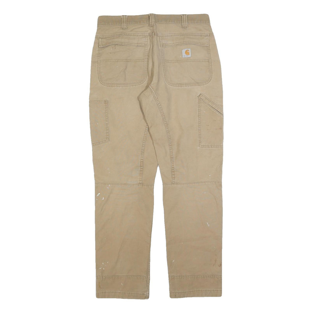 CARHARTT Mens Cotton Blend Beige Relaxed Fit Straight Trousers W34 L34 Workwear