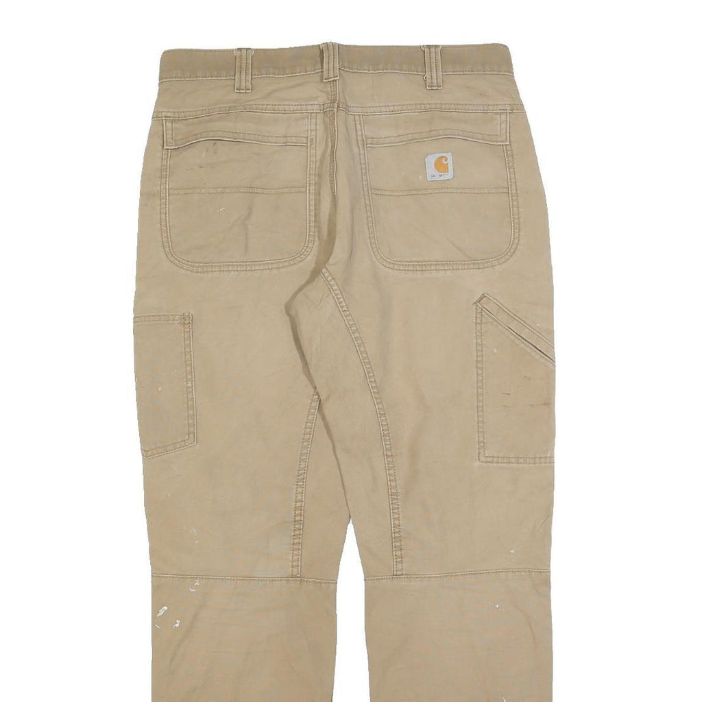 CARHARTT Mens Cotton Blend Beige Relaxed Fit Straight Trousers W34 L34 Workwear