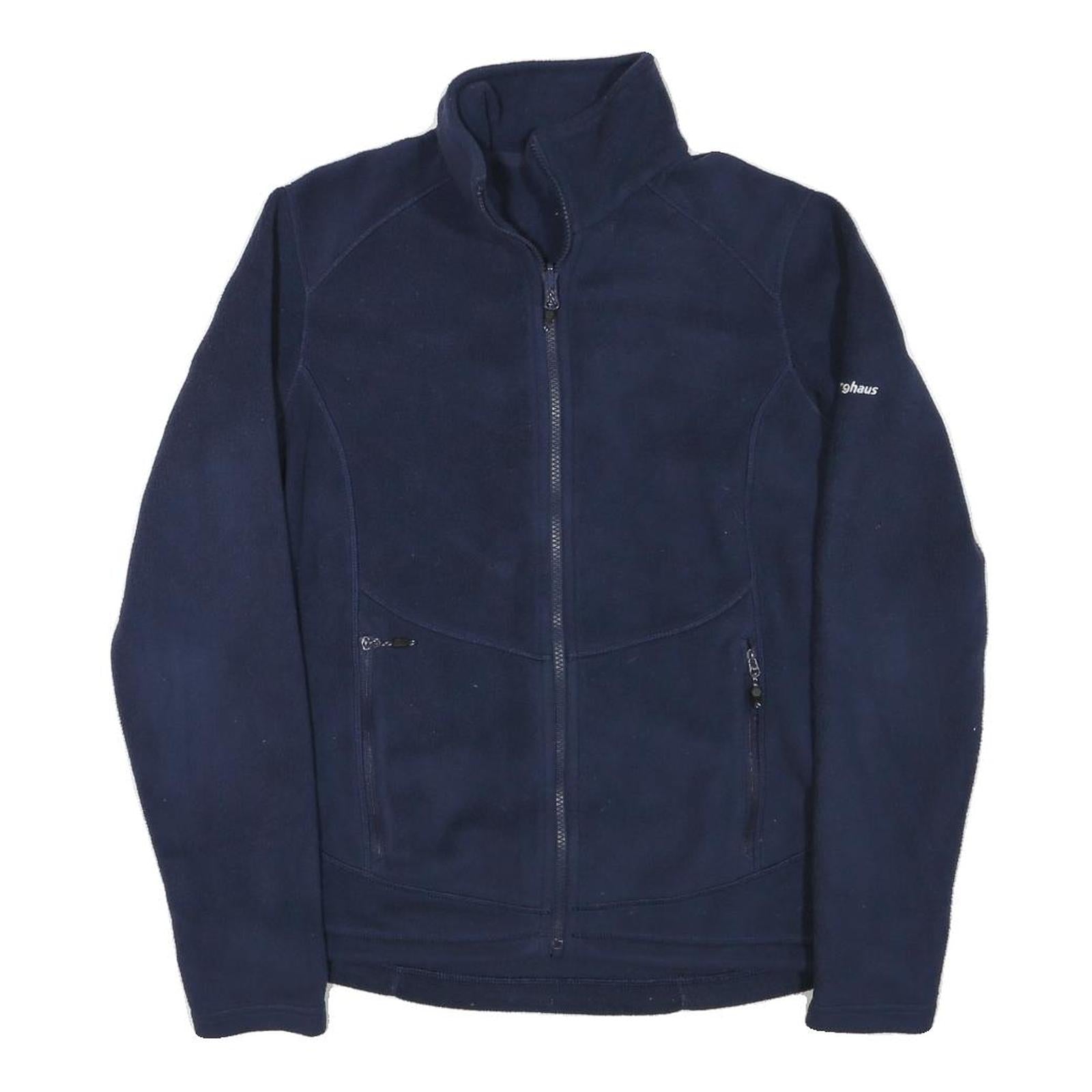 BERGHAUS Womens Navy Blue Jacket S Polyester Blend Zip Plain Outdoor Fleece