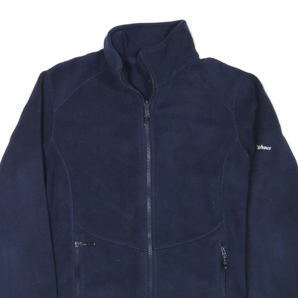 BERGHAUS Womens Navy Blue Jacket S Polyester Blend Zip Plain Outdoor Fleece