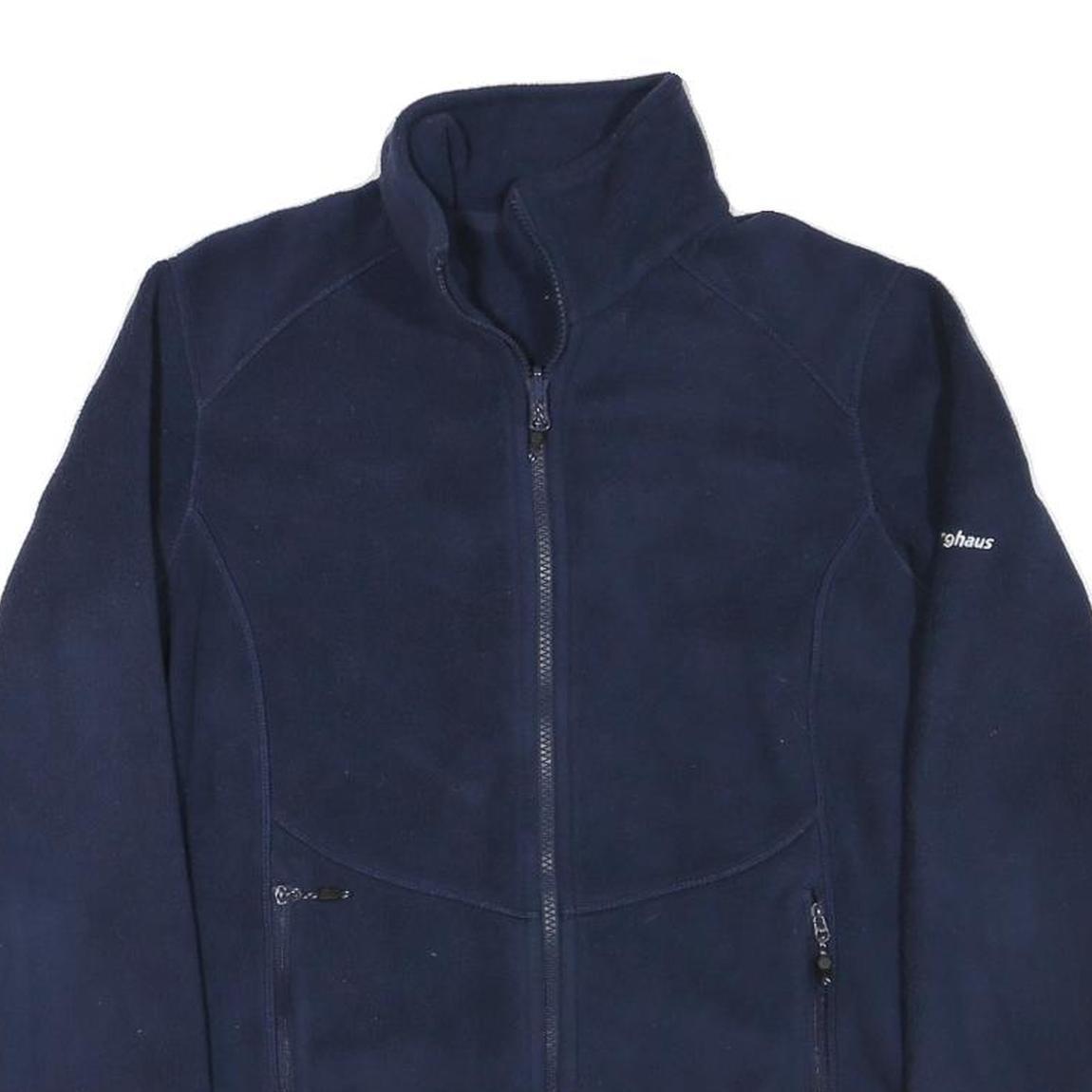 BERGHAUS Womens Navy Blue Jacket S Polyester Blend Zip Plain Outdoor Fleece