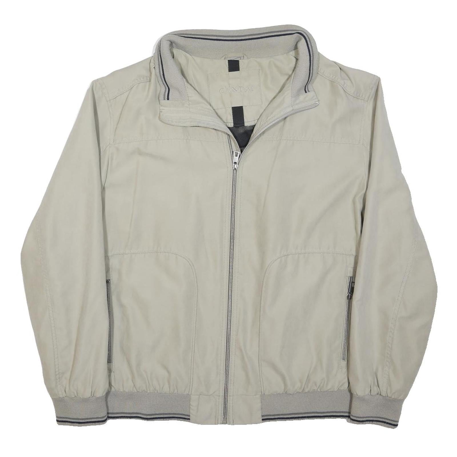 CANDA Mens Beige Polyester Blend Jacket 2XL Zip Plain Casual Lightweight