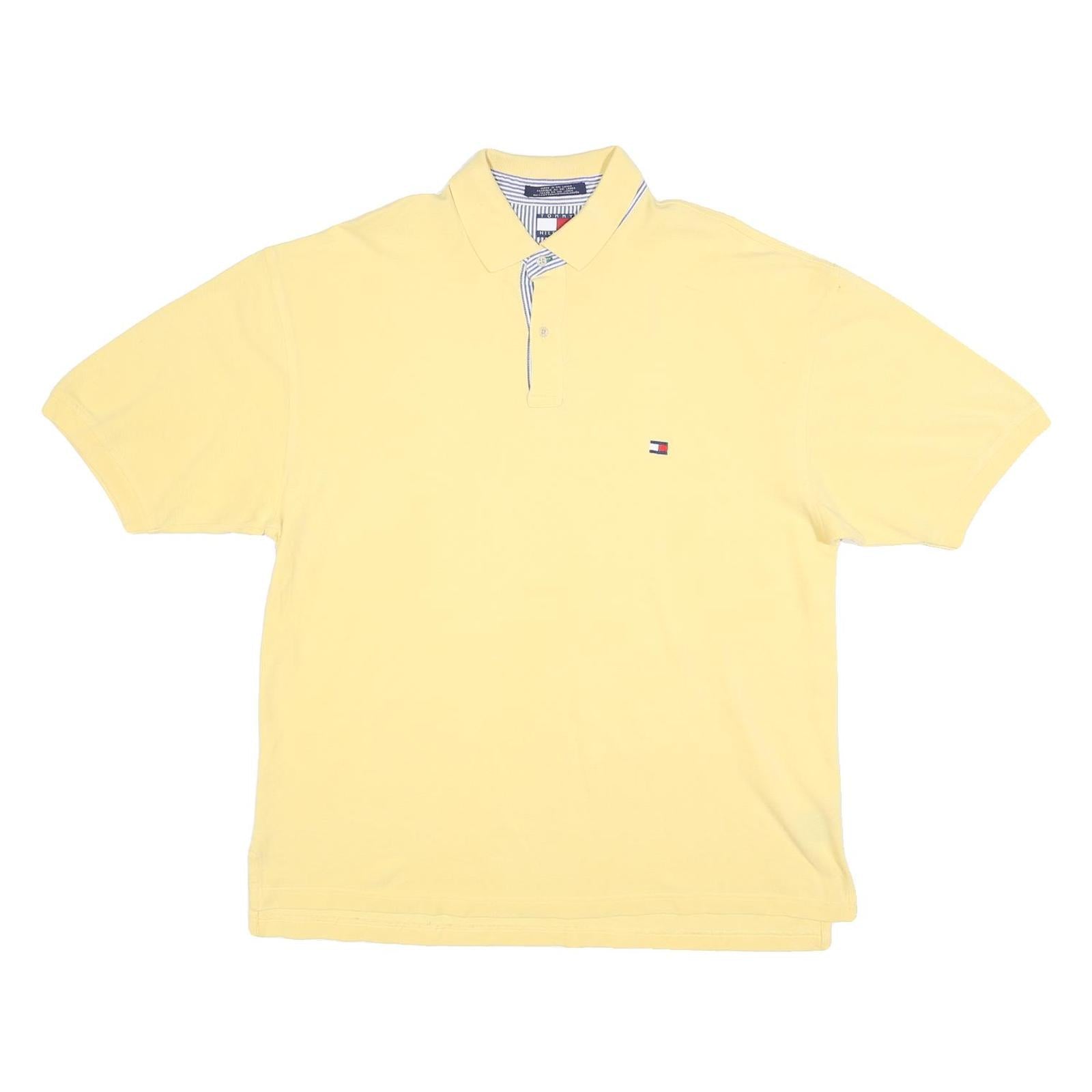 TOMMY HILFIGER Mens Yellow Basic Short Sleeve Polo Shirt 2XL Cotton Blend
