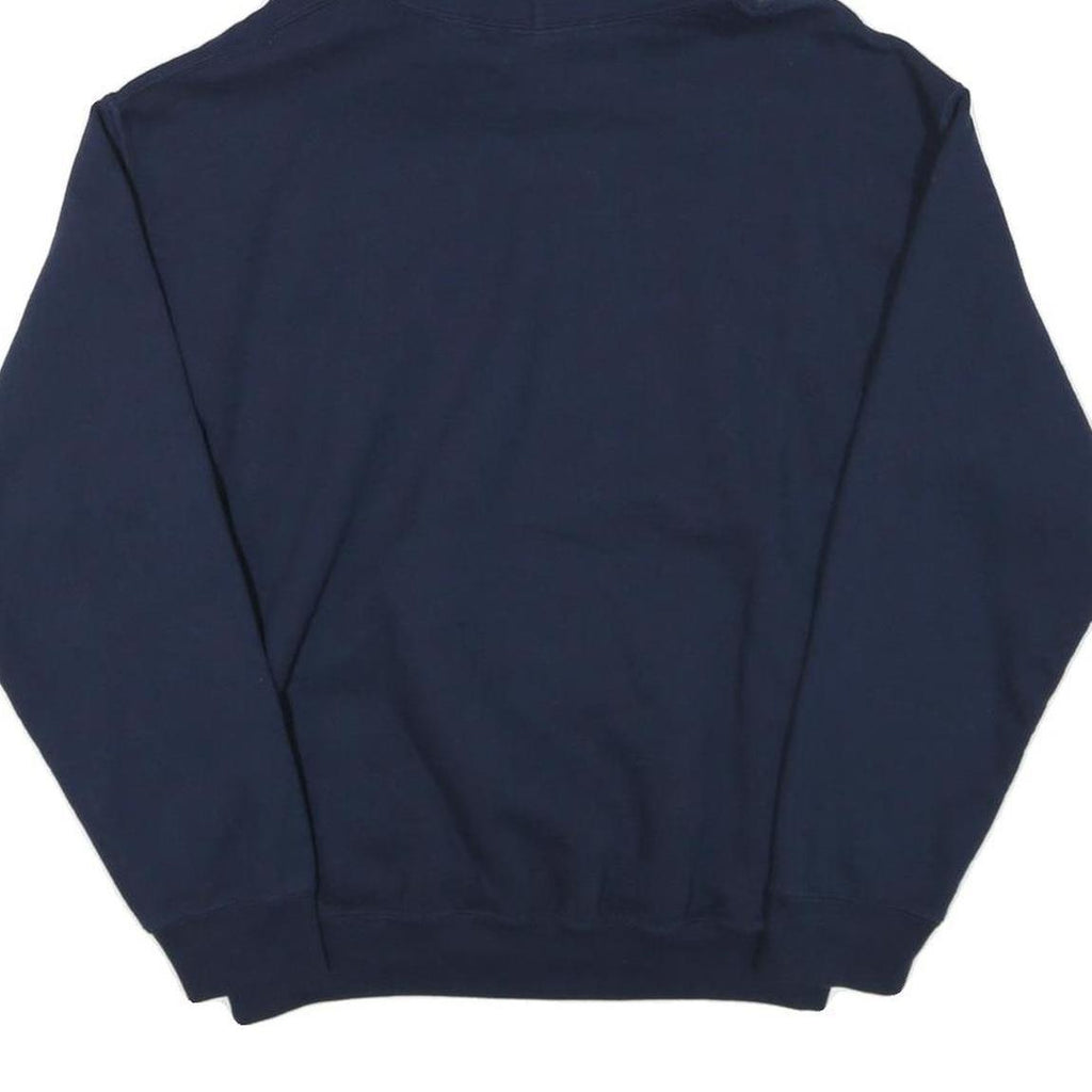 GILDAN Mens Blue Airport Basketball Hoodie M Cotton Blend Pullover Sweatshirt