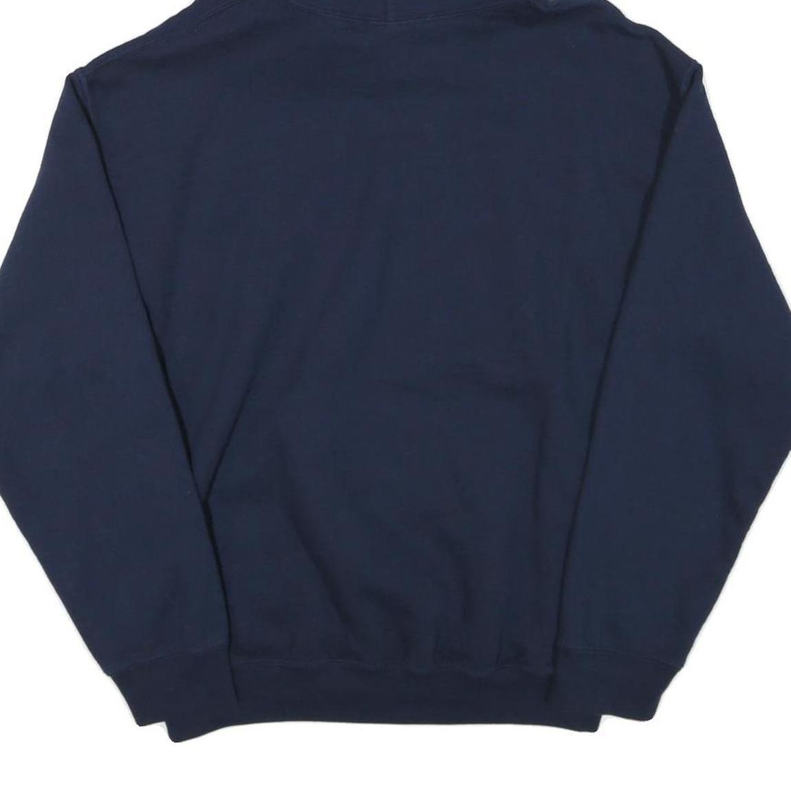 GILDAN Mens Blue Airport Basketball Hoodie M Cotton Blend Pullover Sweatshirt