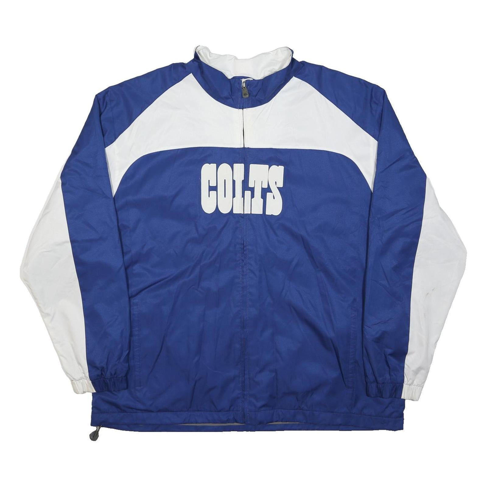 NFL Mens Blue & White Colts Team Zip Jacket 2XL Polyester Sportswear