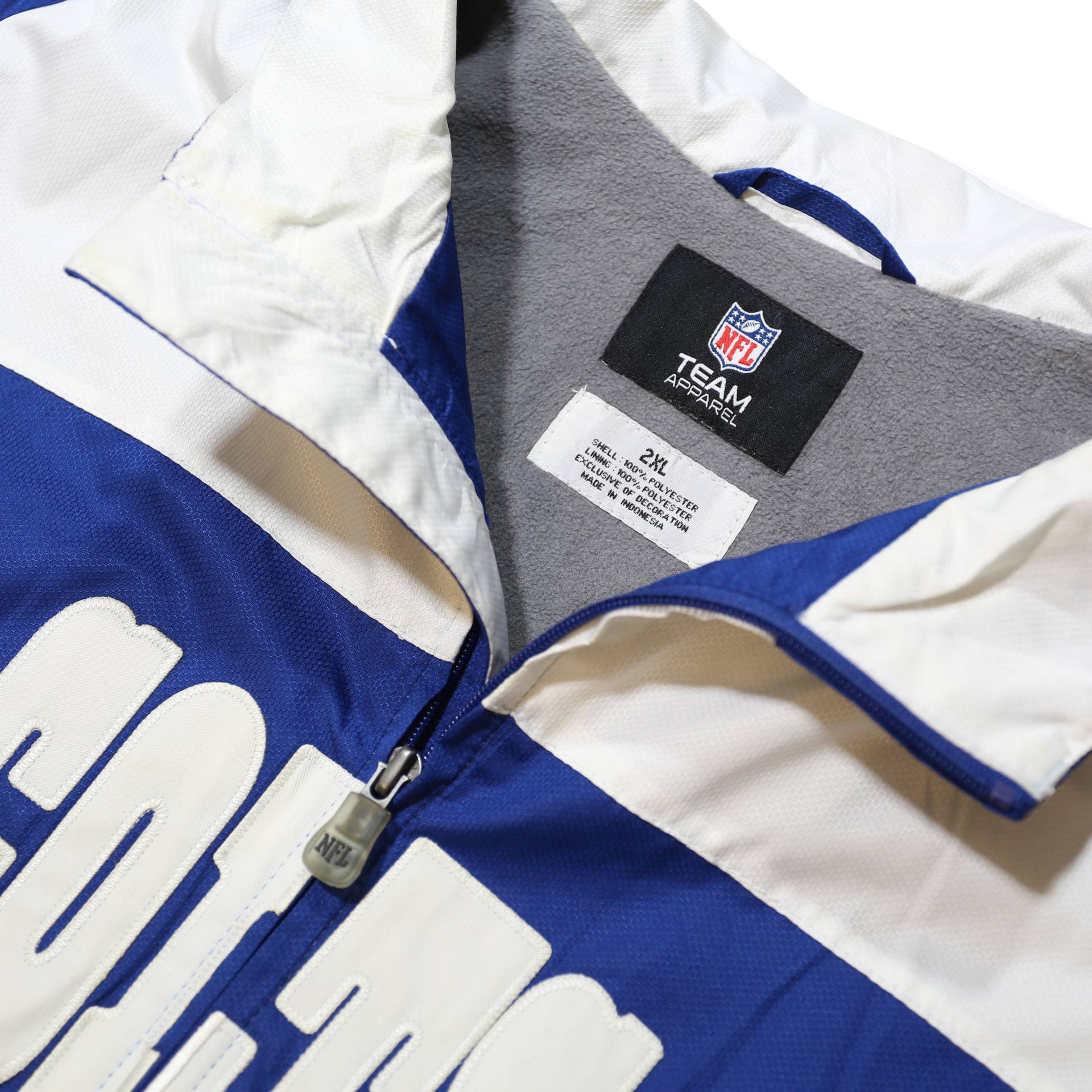 NFL Mens Blue & White Colts Team Zip Jacket 2XL Polyester Sportswear