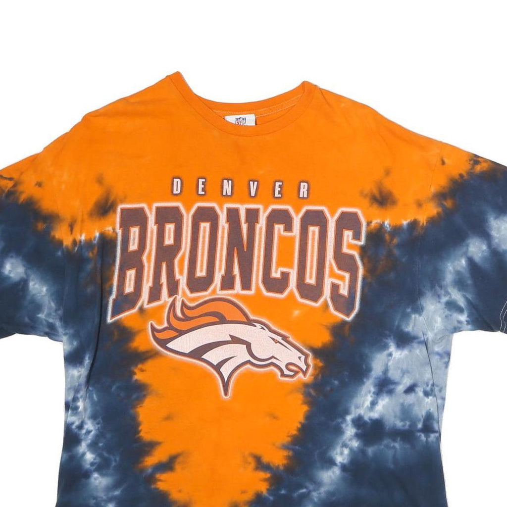 NFL Mens Orange & Navy Denver Broncos Tie Dye T-Shirt XL Short Sleeve Crew Neck