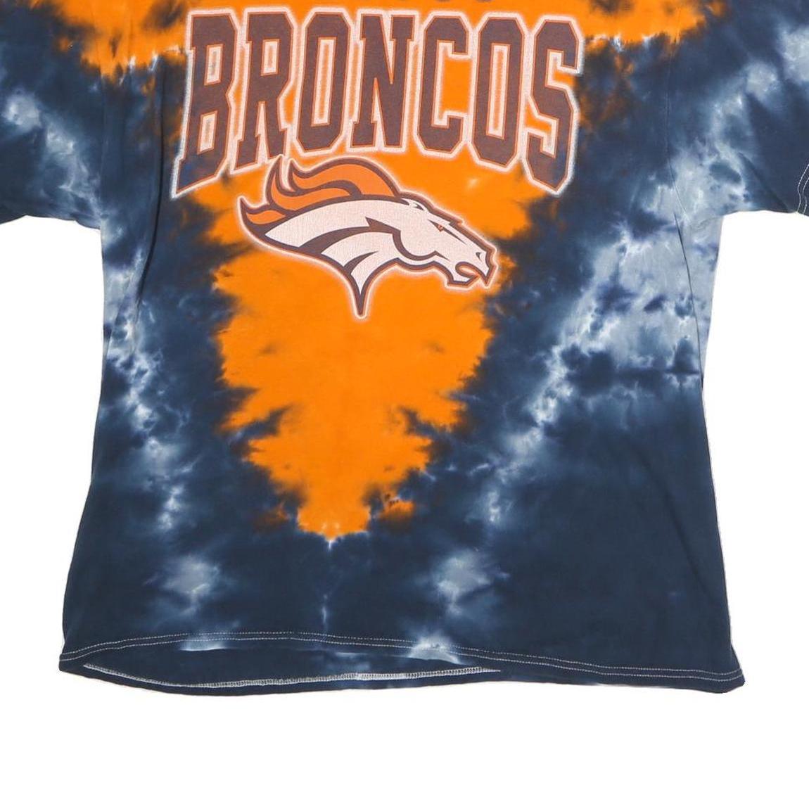 NFL Mens Orange & Navy Denver Broncos Tie Dye T-Shirt XL Short Sleeve Crew Neck