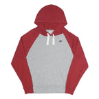 NIKE Mens Grey & Red Hooded Pullover Hoodie S Casual Cotton Blend