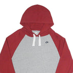 NIKE Mens Grey & Red Hooded Pullover Hoodie S Casual Cotton Blend