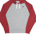 NIKE Mens Grey & Red Hooded Pullover Hoodie S Casual Cotton Blend