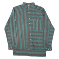 CAMP DERBY Mens Shirt Green Striped Long Sleeve L