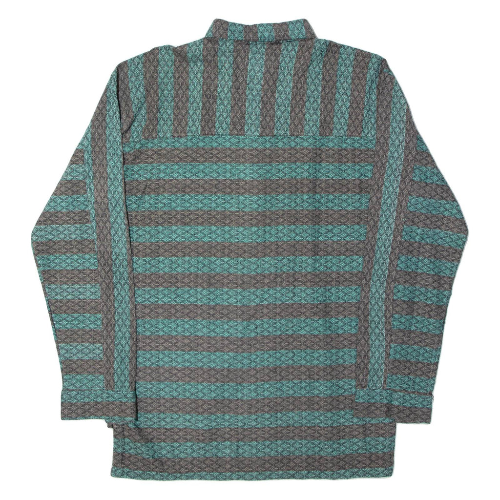 CAMP DERBY Mens Shirt Green Striped Long Sleeve L