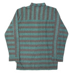 CAMP DERBY Mens Shirt Green Striped Long Sleeve L