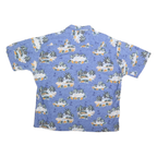 PIERRE CARDIN Mens Blue Hawaiian Shirt 2XL Tropical Print Casual Summer