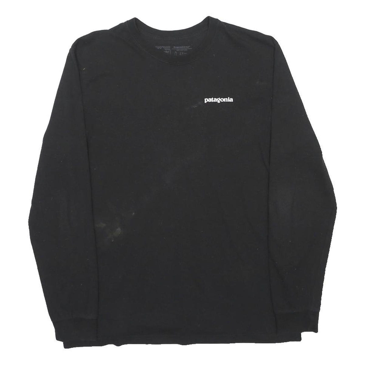 PATAGONIA Mens Black Graphic T-Shirt M Long Sleeve Crew Neck Classic Cotton