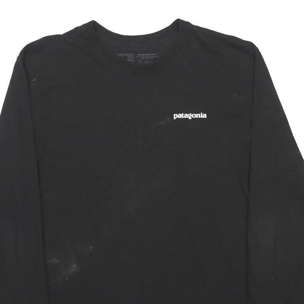 PATAGONIA Mens Black Graphic T-Shirt M Long Sleeve Crew Neck Classic Cotton