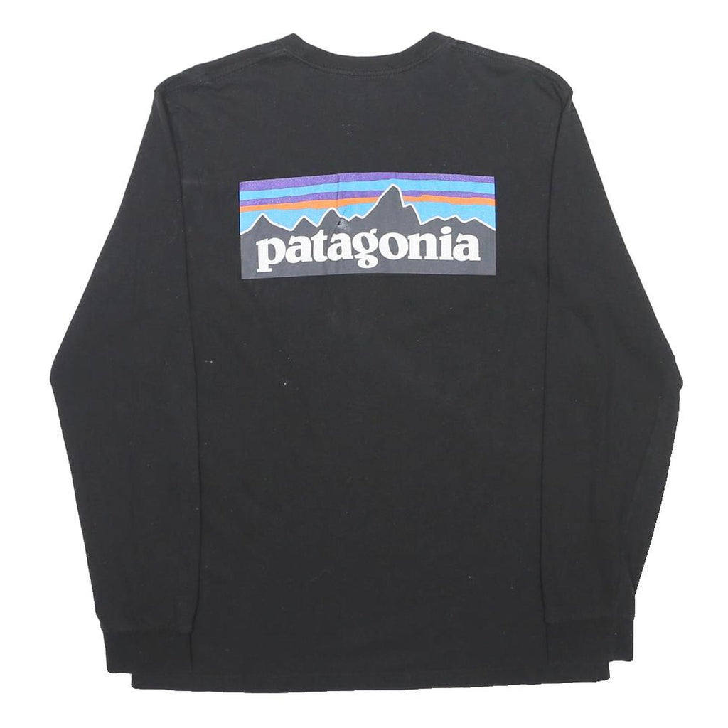 PATAGONIA Mens Black Graphic T-Shirt M Long Sleeve Crew Neck Classic Cotton