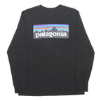 PATAGONIA Mens Black Graphic T-Shirt M Long Sleeve Crew Neck Classic Cotton