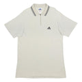 ADIDAS Mens White Zip Collar Short Sleeve Plain Polo Shirt L Casual Sportswear