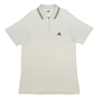 ADIDAS Mens White Zip Collar Short Sleeve Plain Polo Shirt L Casual Sportswear
