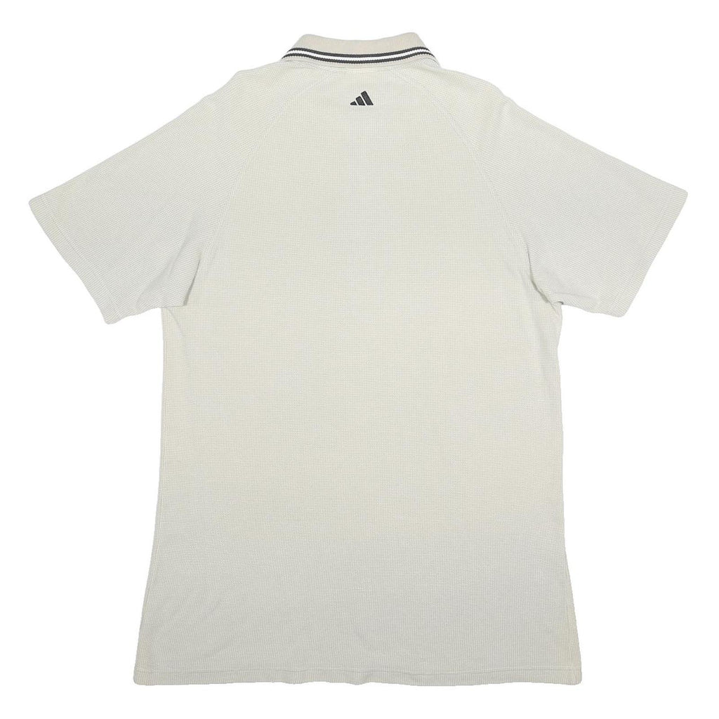 ADIDAS Mens White Zip Collar Short Sleeve Plain Polo Shirt L Casual Sportswear