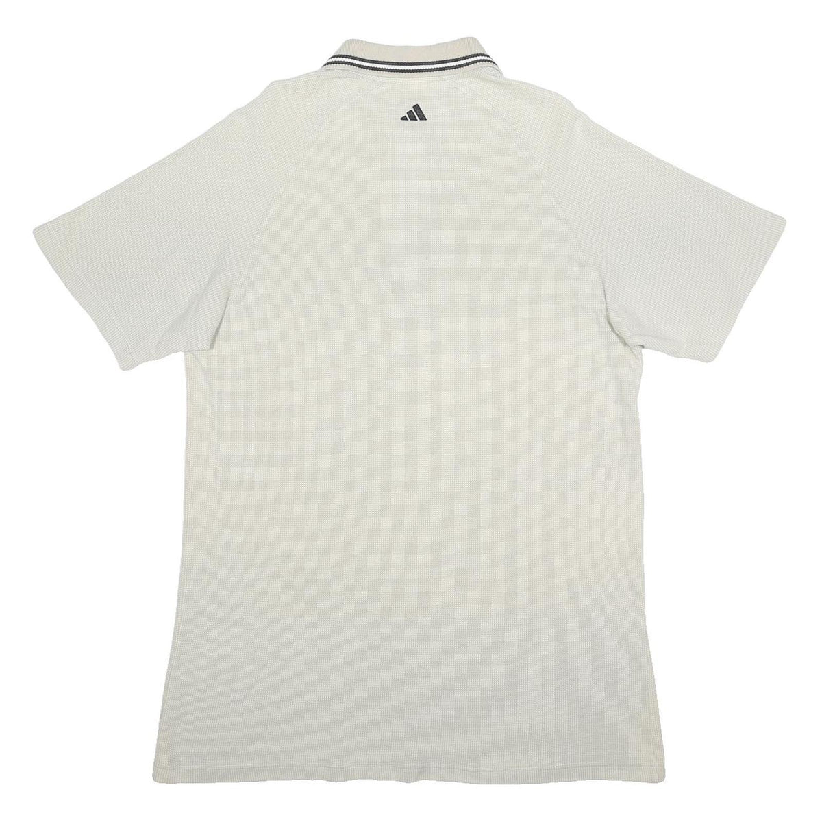 ADIDAS Mens White Zip Collar Short Sleeve Plain Polo Shirt L Casual Sportswear