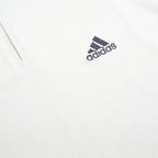 ADIDAS Mens White Zip Collar Short Sleeve Plain Polo Shirt L Casual Sportswear