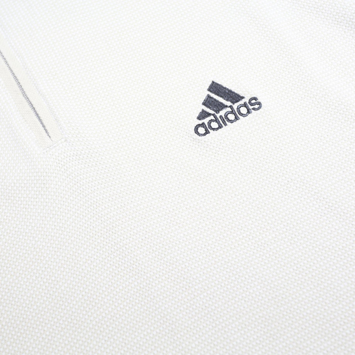 ADIDAS Mens White Zip Collar Short Sleeve Plain Polo Shirt L Casual Sportswear