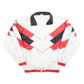 Mens White & Red Colourblock Zip Jacket L Polyester Blend Sports Casual Retro