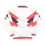 Mens White & Red Colourblock Zip Jacket L Polyester Blend Sports Casual Retro