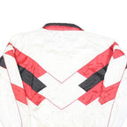 Mens White & Red Colourblock Zip Jacket L Polyester Blend Sports Casual Retro