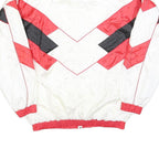Mens White & Red Colourblock Zip Jacket L Polyester Blend Sports Casual Retro