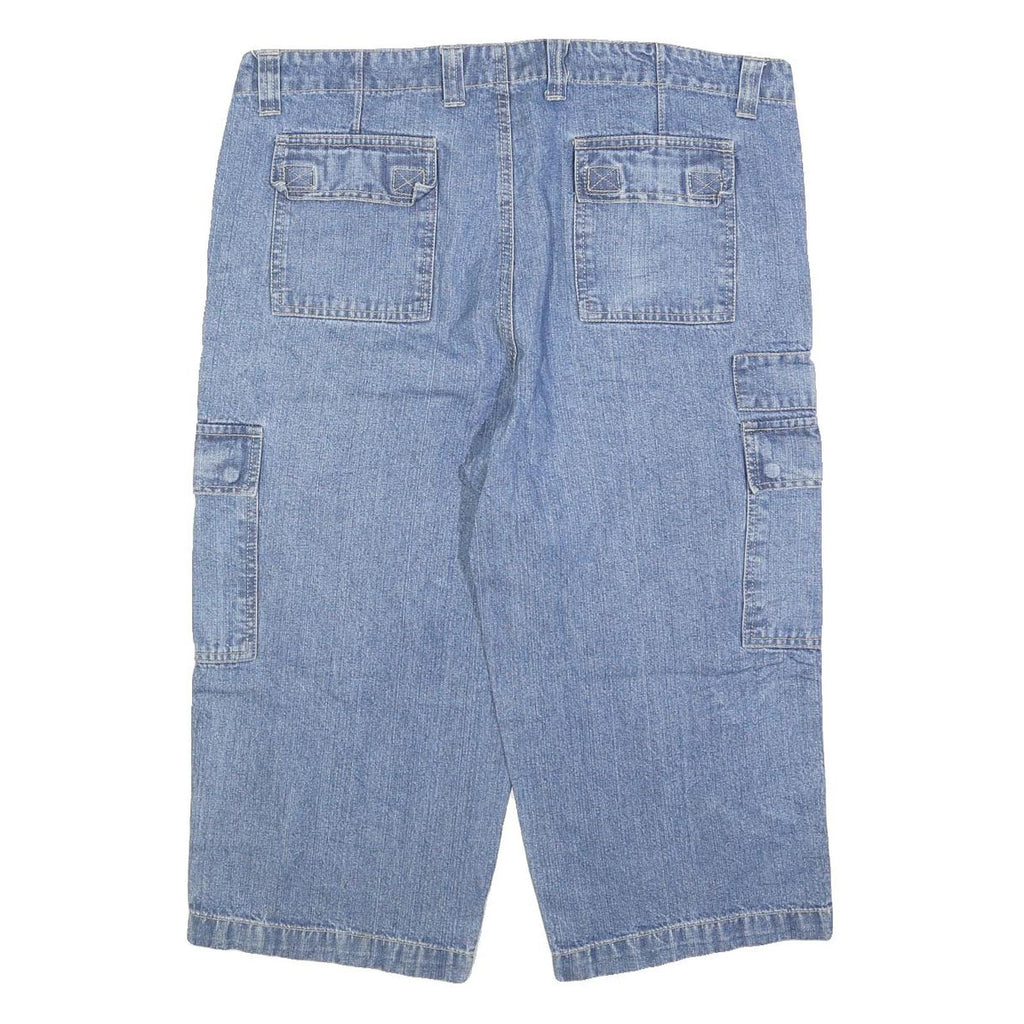 REWARD Mens Denim Blue Cargo Shorts XL W40 Casual Cotton Blend Pocket Design