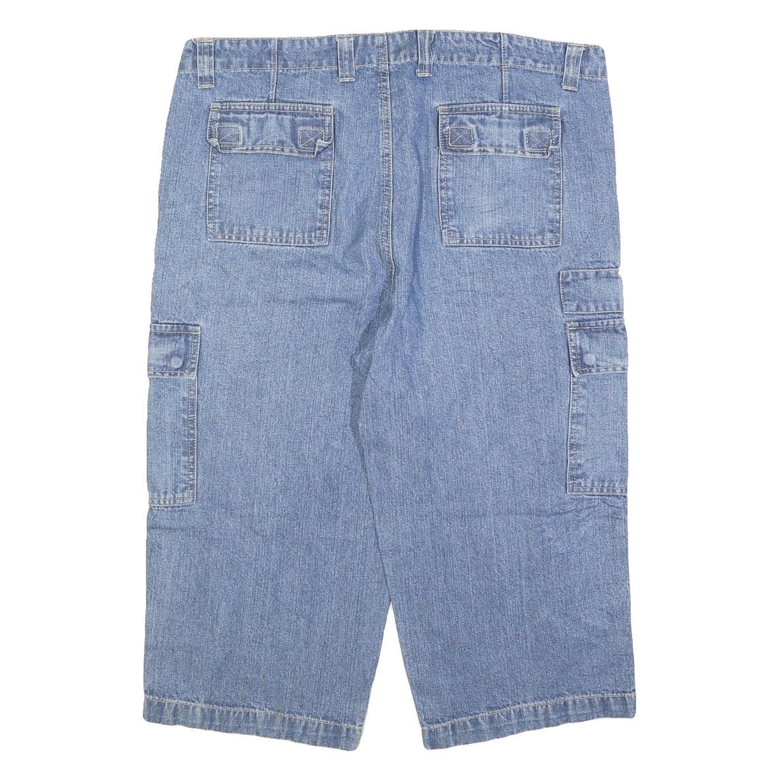 REWARD Mens Denim Blue Cargo Shorts XL W40 Casual Cotton Blend Pocket Design