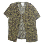 MISS DORBY Open Womens Printed Top Green Animal Print L