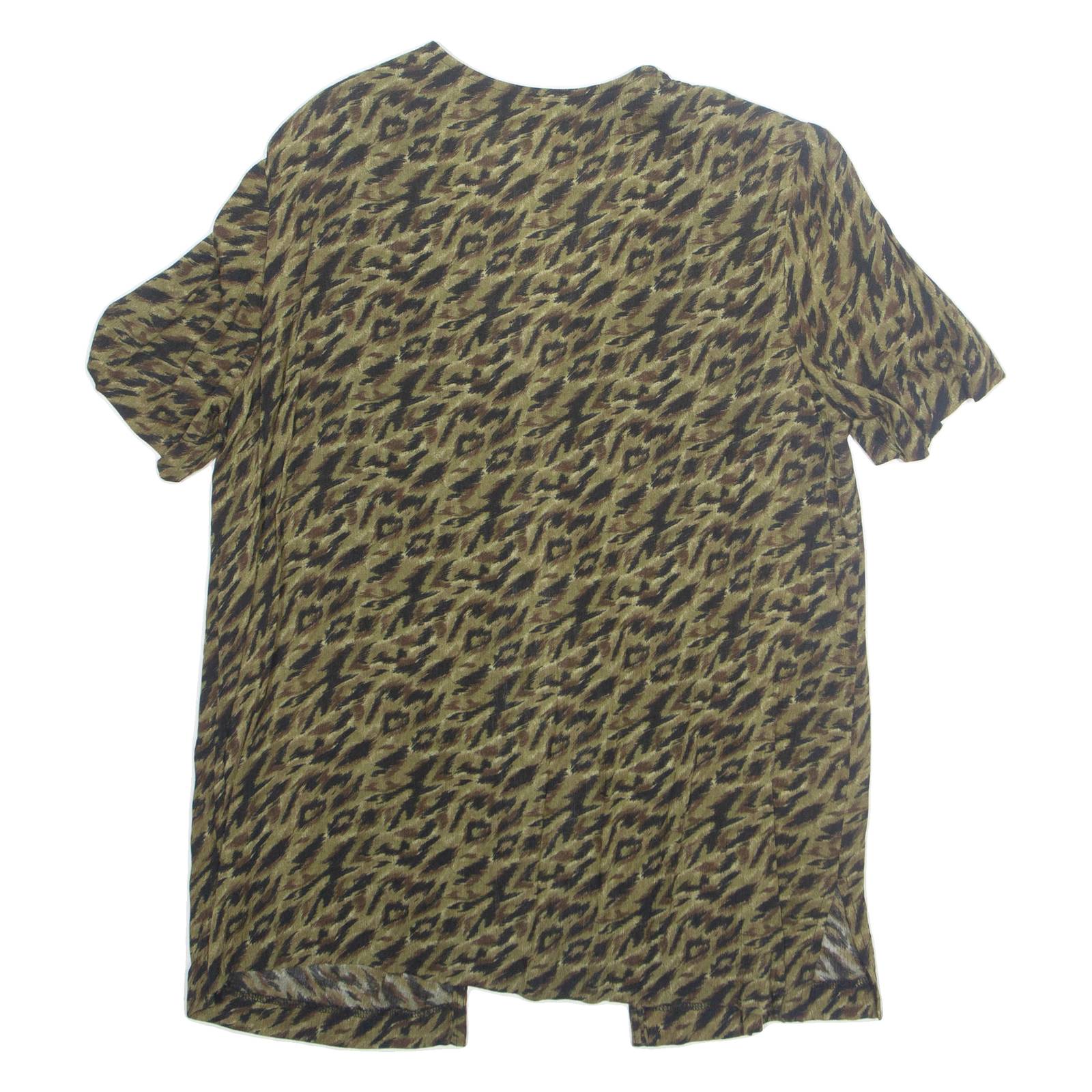 MISS DORBY Open Womens Printed Top Green Animal Print L