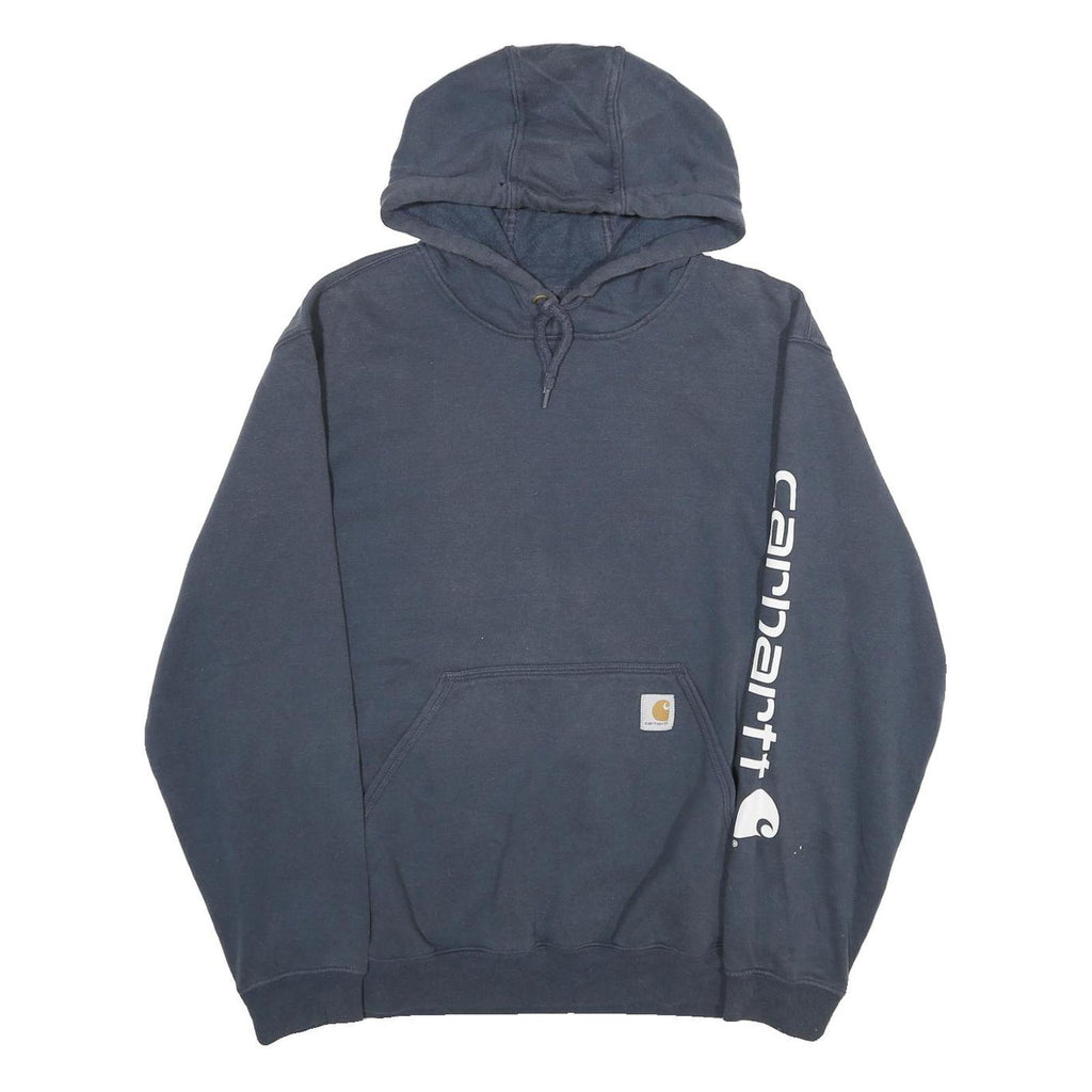 CARHARTT Mens Navy Blue Hoodie L Cotton Blend Pullover Casual Wear Street Style
