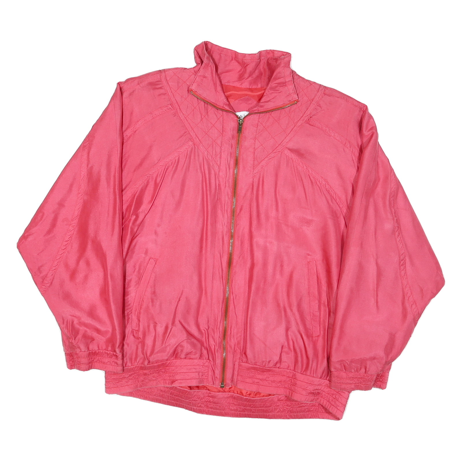 LAVON Womens Pink Silk Jacket M Woven Zip Classic Casual Lightweight