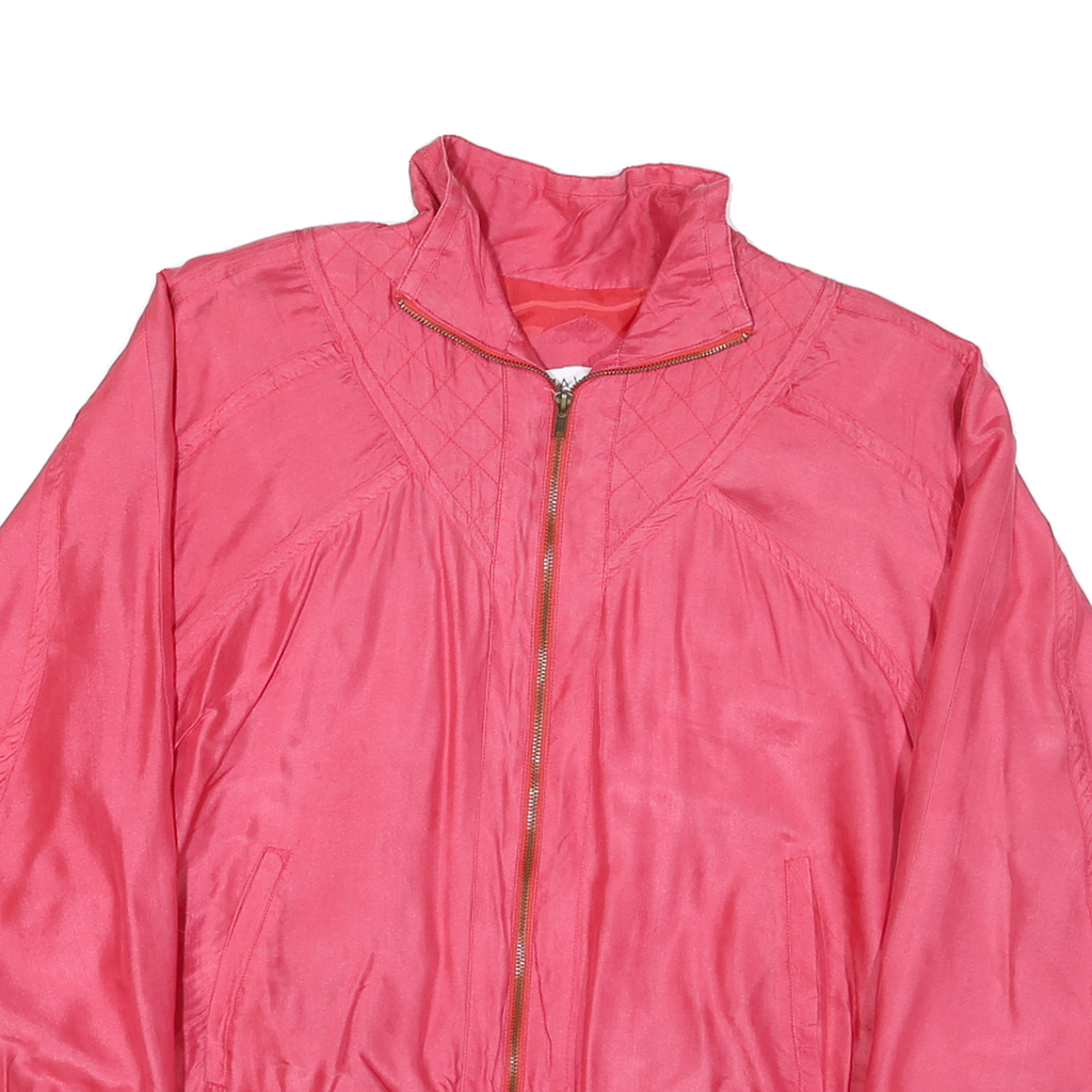 LAVON Womens Pink Silk Jacket M Woven Zip Classic Casual Lightweight