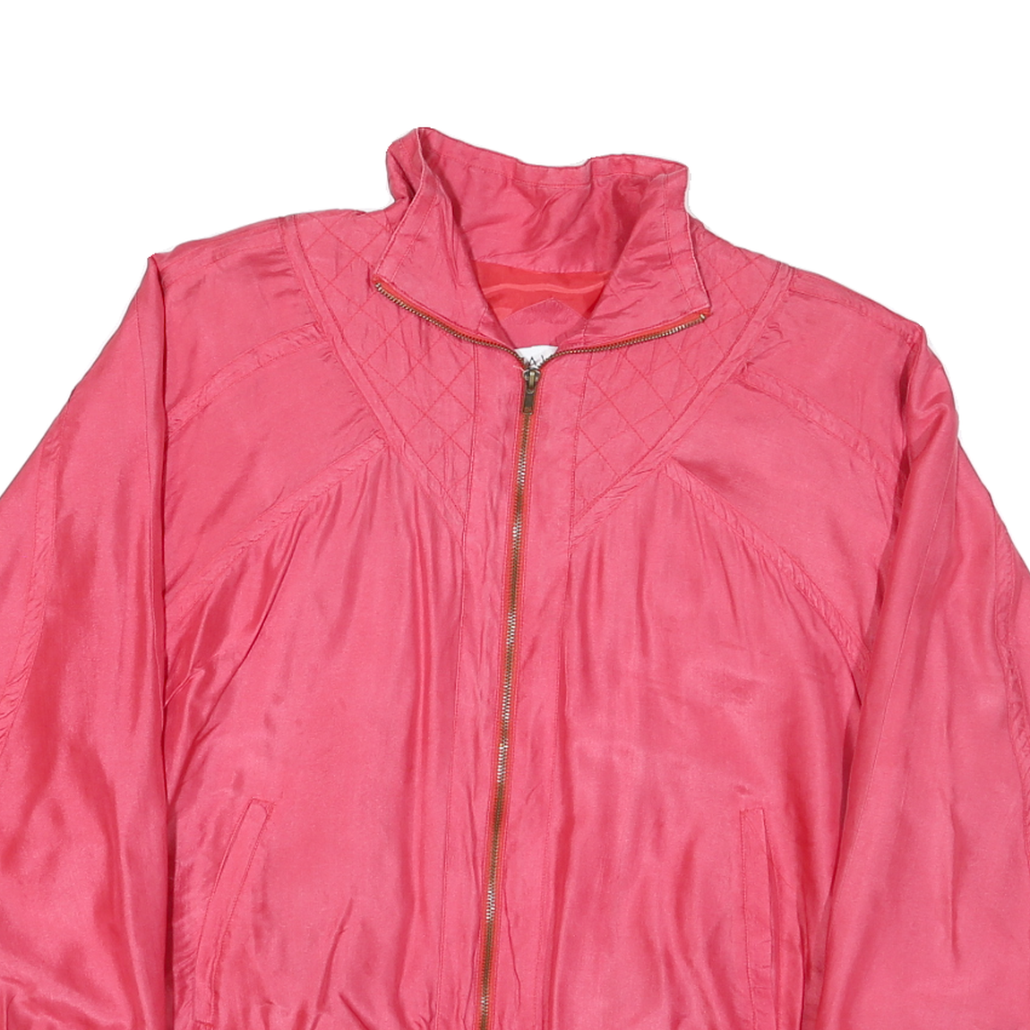 LAVON Womens Pink Silk Jacket M Woven Zip Classic Casual Lightweight