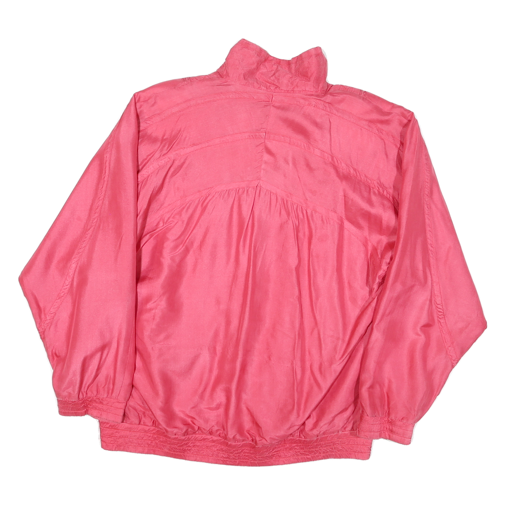 LAVON Womens Pink Silk Jacket M Woven Zip Classic Casual Lightweight